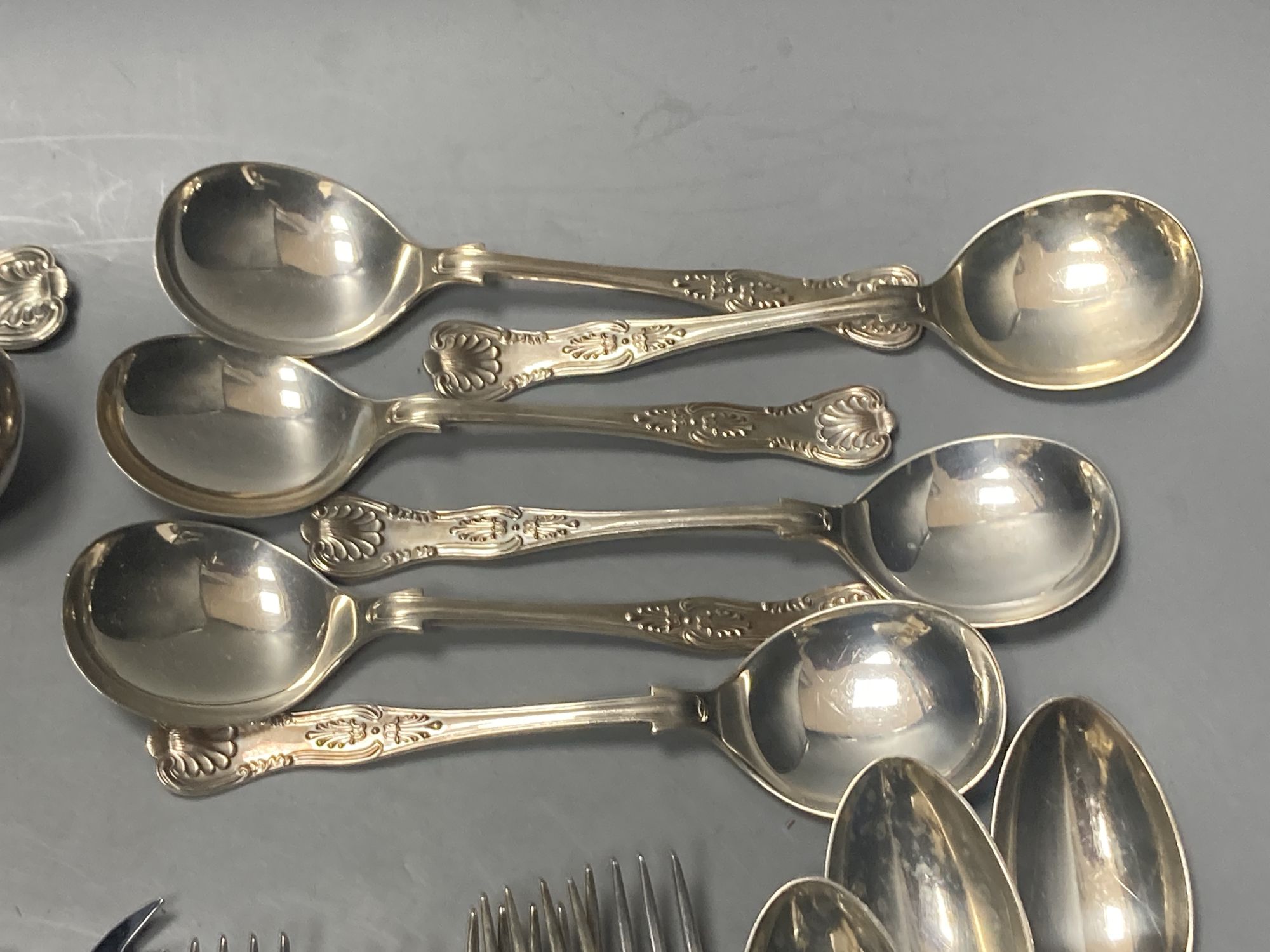 A part modern canteen of silver Kings pattern cutlery,